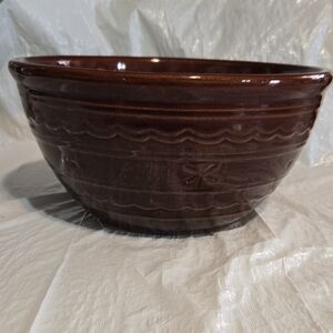 Marcrest Brown Stoneware Oven Proof Mixing Bowl Daisy Dot Round